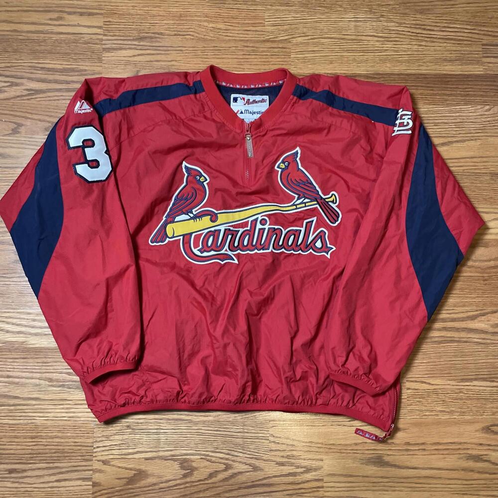 St Louis Cardinals Majestic Jacket 1/4 Zip Men Sz Large Windbreaker Lightweight